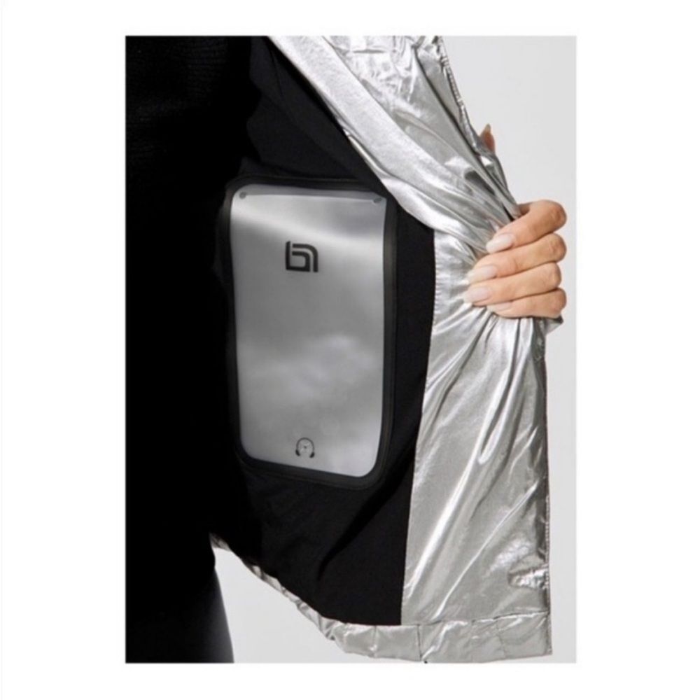 Blanc Noir silver metallic black snow puffer coat jacket m medium apre ski - Picture 3 of 9